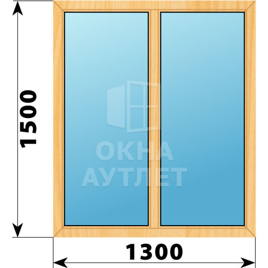 Двухстворчатое окно из сосны 1300×1500 Г-Г ОА-41851
