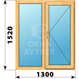 Двухстворчатое окно из сосны 1300×1520 Г-П ОА-42145