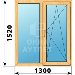 Двухстворчатое окно из сосны 1300×1520 Г-ПО ОА-42172