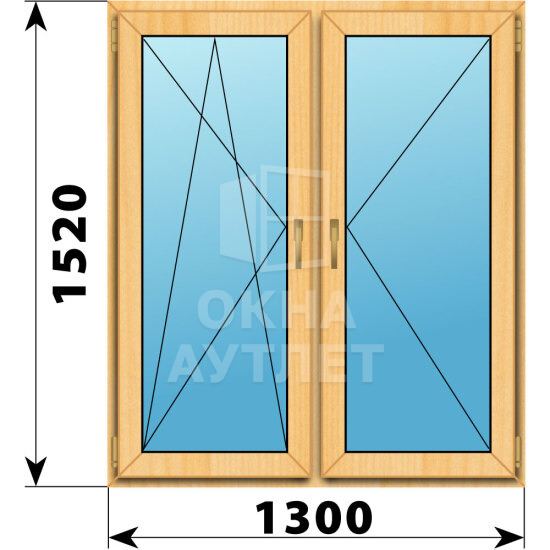 Двухстворчатое окно из сосны 1300×1520 ПО-П ОА-42373
