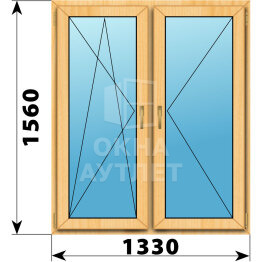 Двухстворчатое окно из сосны 1330×1560 ПО-П ОА-42400