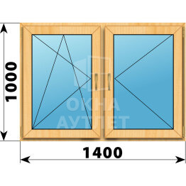 Двухстворчатое окно из сосны 1400×1000 ПО-П ОА-42127