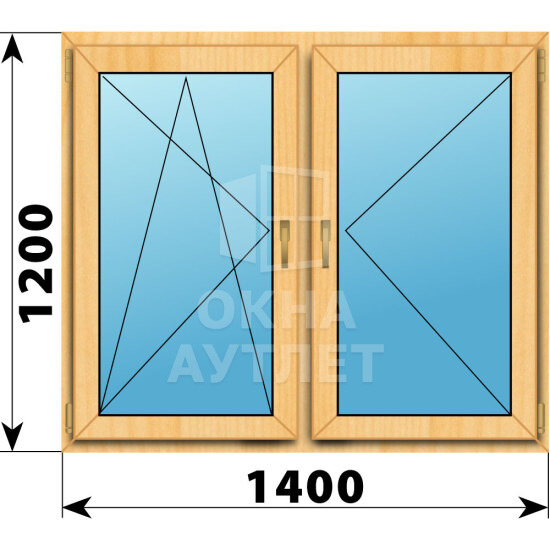 Двухстворчатое окно из сосны 1400×1200 ПО-П ОА-41194