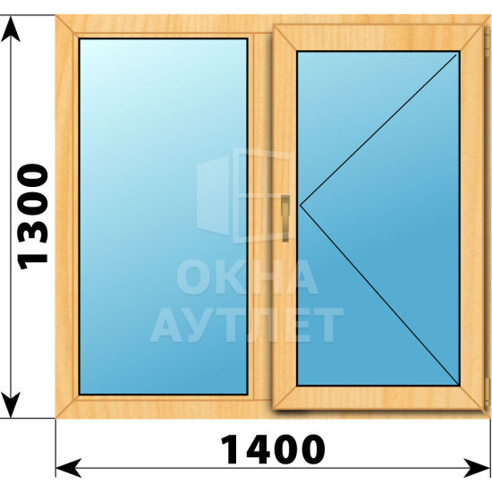 Двухстворчатое окно из сосны 1400×1300 Г-П ОА-42061