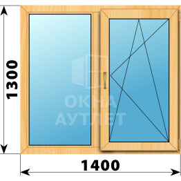Двухстворчатое окно из сосны 1400×1300 Г-ПО ОА-42091