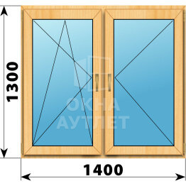 Двухстворчатое окно из сосны 1400×1300 ПО-П ОА-43372