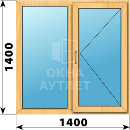 Двухстворчатое окно из сосны 1400×1400 Г-П ОА-42130