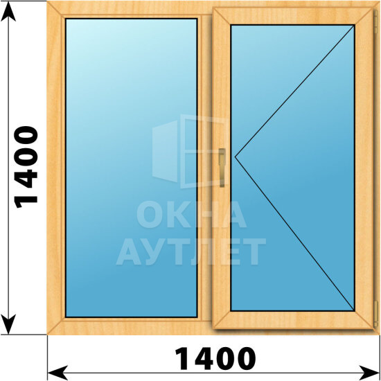 Двухстворчатое окно из сосны 1400×1400 Г-П ОА-42130