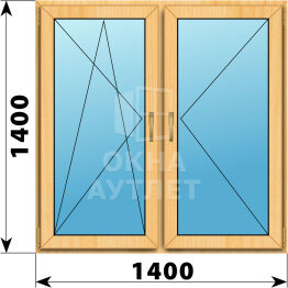 Двухстворчатое окно из сосны 1400×1400 ПО-П ОА-43364