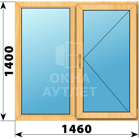 Двухстворчатое окно из сосны 1460×1400 Г-П ОА-42151