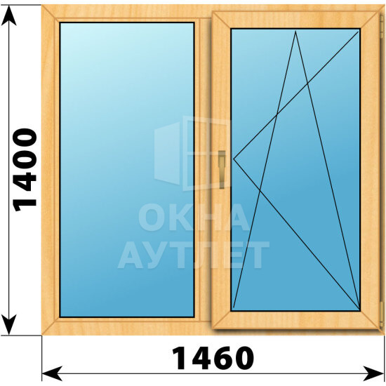 Двухстворчатое окно из сосны 1460×1400 Г-ПО ОА-42175