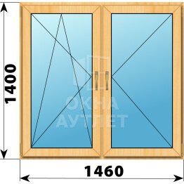 Двухстворчатое окно из сосны 1460×1400 ПО-П ОА-42403