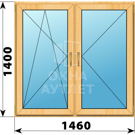 Двухстворчатое окно из сосны 1460×1400 ПО-П ОА-42403