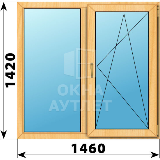 Двухстворчатое окно из сосны 1460×1420 Г-ПО ОА-42178