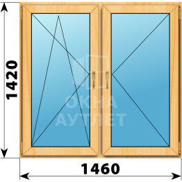 Двухстворчатое окно из сосны 1460×1420 ПО-П ОА-43381