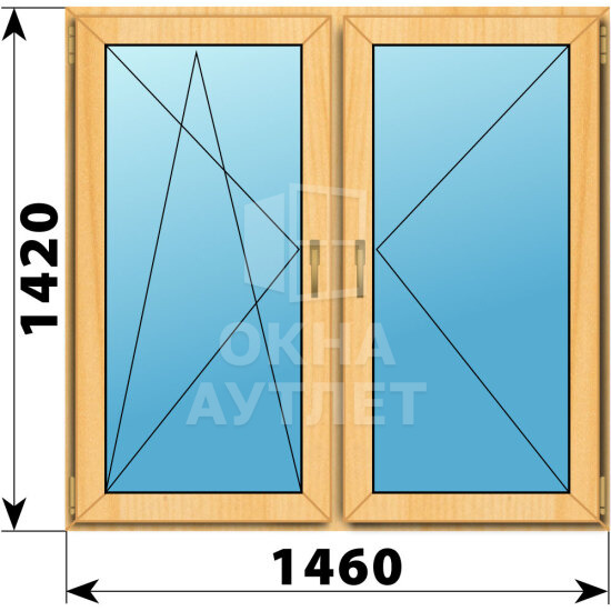 Двухстворчатое окно из сосны 1460×1420 ПО-П ОА-43381
