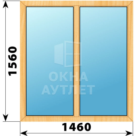 Двухстворчатое окно из сосны 1460×1560 Г-Г ОА-41941