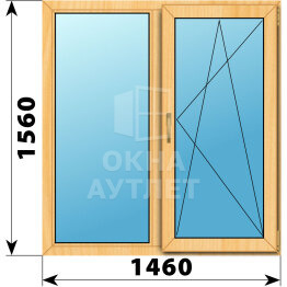 Двухстворчатое окно из сосны 1460×1560 Г-ПО ОА-42256