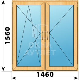 Двухстворчатое окно из сосны 1460×1560 ПО-П ОА-43396