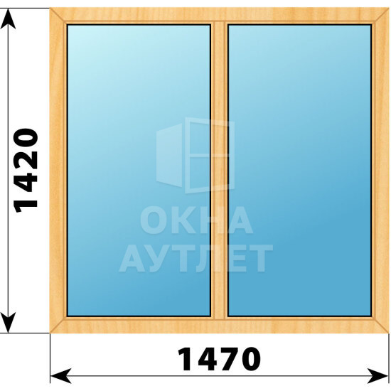 Двухстворчатое окно из сосны 1470×1420 Г-Г ОА-41884