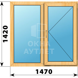 Двухстворчатое окно из сосны 1470×1420 Г-П ОА-42166