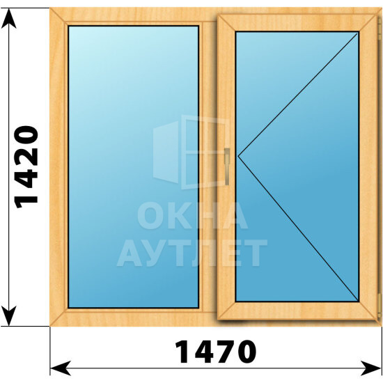 Двухстворчатое окно из сосны 1470×1420 Г-П ОА-42166