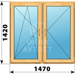 Двухстворчатое окно из сосны 1470×1420 ПО-П ОА-42418