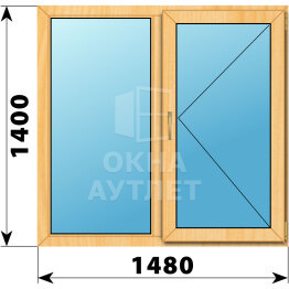 Двухстворчатое окно из сосны 1480×1400 Г-П ОА-43321