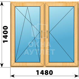 Двухстворчатое окно из сосны 1480×1400 ПО-П ОА-42412