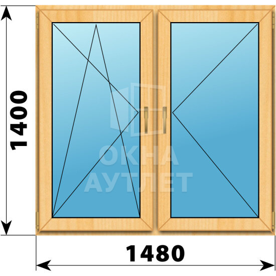 Двухстворчатое окно из сосны 1480×1400 ПО-П ОА-42412