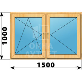 Двухстворчатое окно из сосны 1500×1000 ПО-П ОА-42193