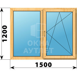 Двухстворчатое окно из сосны 1500×1200 Г-ПО ОА-42073