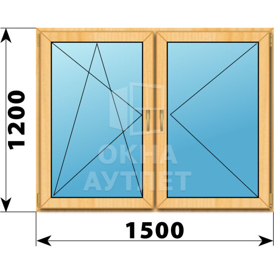 Двухстворчатое окно из сосны 1500×1200 ПО-П ОА-42325
