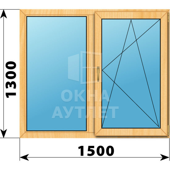 Двухстворчатое окно из сосны 1500×1300 Г-ПО ОА-43305