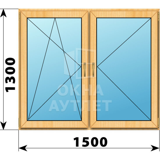 Двухстворчатое окно из сосны 1500×1300 ПО-П ОА-42367