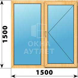 Двухстворчатое окно из сосны 1500×1500 Г-П ОА-42208