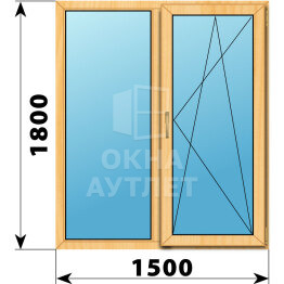 Двухстворчатое окно из сосны 1500×1800 Г-ПО ОА-42376