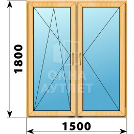 Двухстворчатое окно из сосны 1500×1800 ПО-П ОА-42613