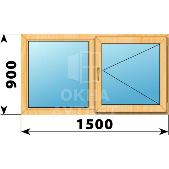 Двухстворчатое окно из сосны 1500×900 Г-П ОА-43234
