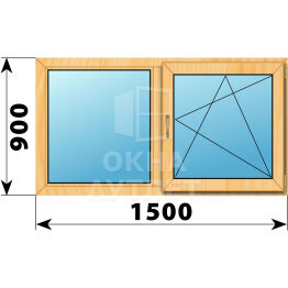 Двухстворчатое окно из сосны 1500×900 Г-ПО ОА-41938