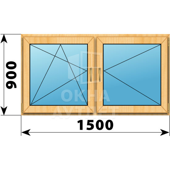 Двухстворчатое окно из сосны 1500×900 ПО-П ОА-42139
