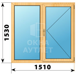 Двухстворчатое окно из сосны 1510×1530 Г-П ОА-42232