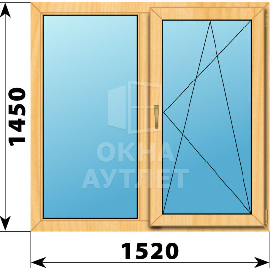 Двухстворчатое окно из сосны 1520×1450 Г-ПО ОА-43333