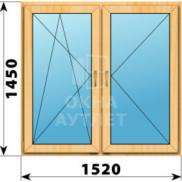 Двухстворчатое окно из сосны 1520×1450 ПО-П ОА-42454