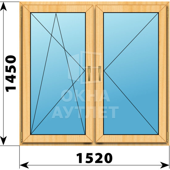Двухстворчатое окно из сосны 1520×1450 ПО-П ОА-42454