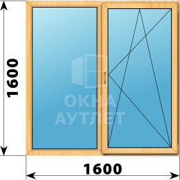 Двухстворчатое окно из сосны 1600×1600 Г-ПО ОА-43352