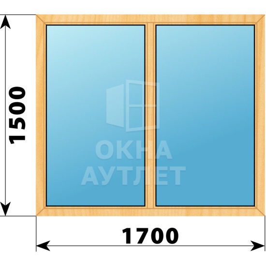 Двухстворчатое окно из сосны 1700×1500 Г-Г ОА-41986