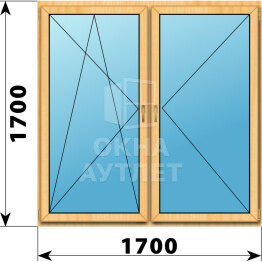 Двухстворчатое окно из сосны 1700×1700 ПО-П ОА-42652