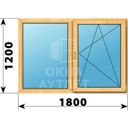 Двухстворчатое окно из сосны 1800×1200 Г-ПО ОА-42196