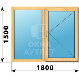 Двухстворчатое окно из сосны 1800×1500 Г-П ОА-42340